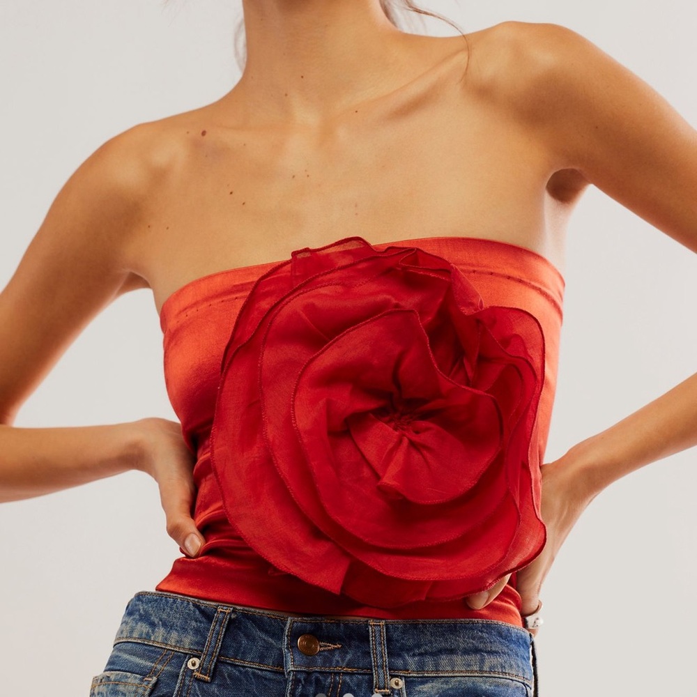 Free People Nigel Preston Rosette Flower Tube Top